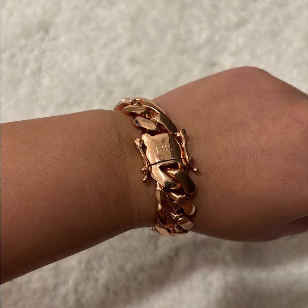 14K Rose Gold Cuban Link Bracelet - Elegant Women’s Jewelry